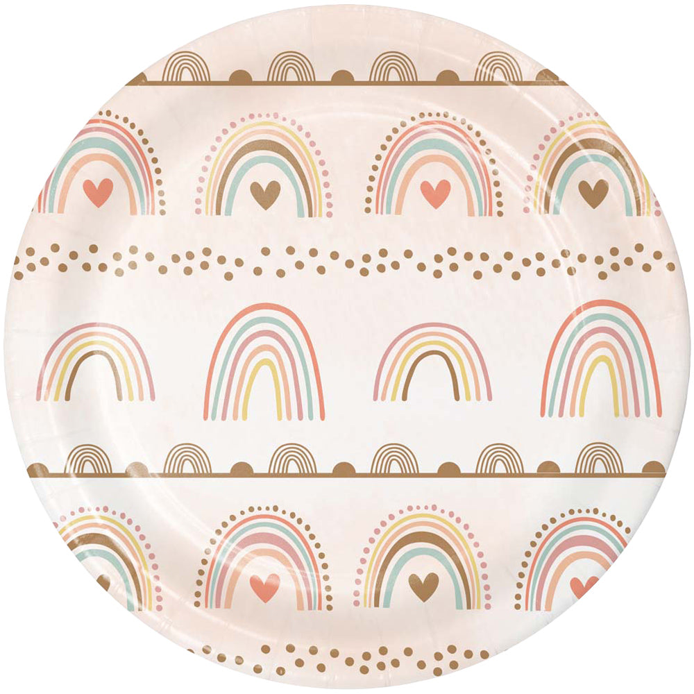 Boho Rainbow Paper Dessert Plates