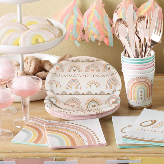 Boho Rainbow Paper Dessert Plates