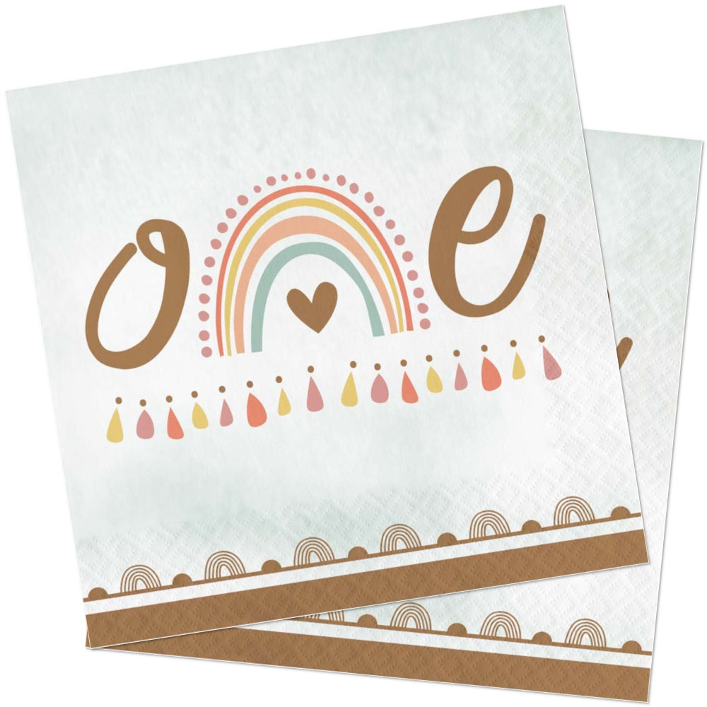 Boho Rainbow 1st Birthday Lunch Napkins