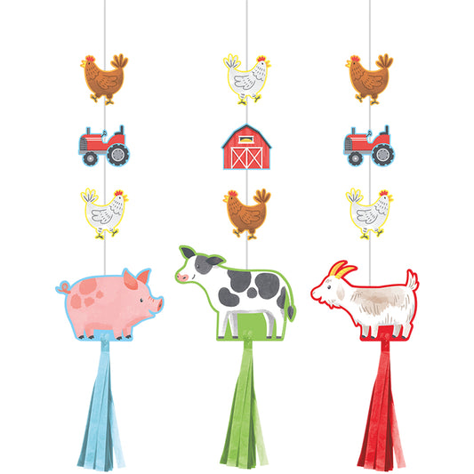 Farm Animals Hanging Cutouts With Tassels