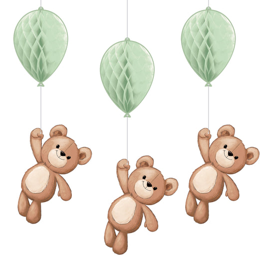Teddy Bear Honeycomb Hanging Cutout