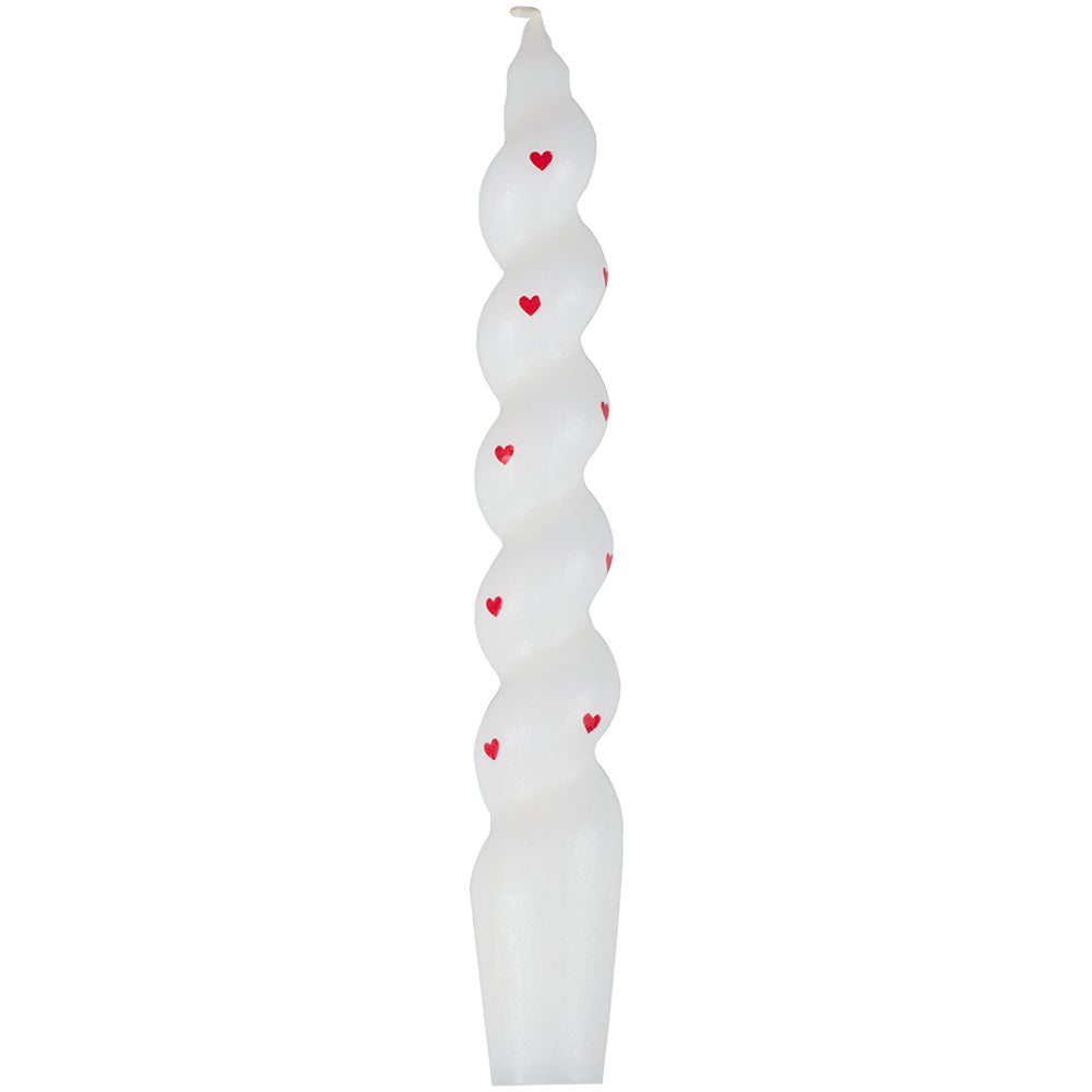 White Heart Pattern Twisted Candles