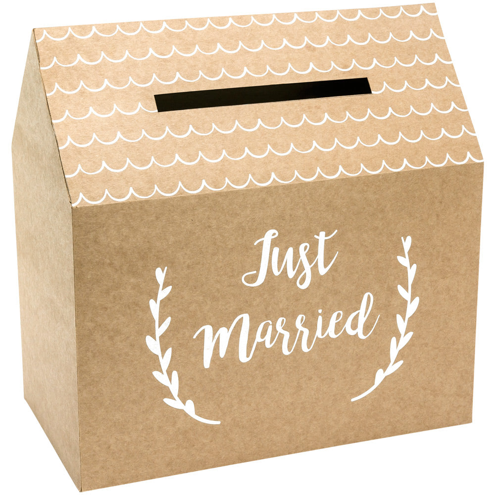 Kraft Just Married Wedding Card Box