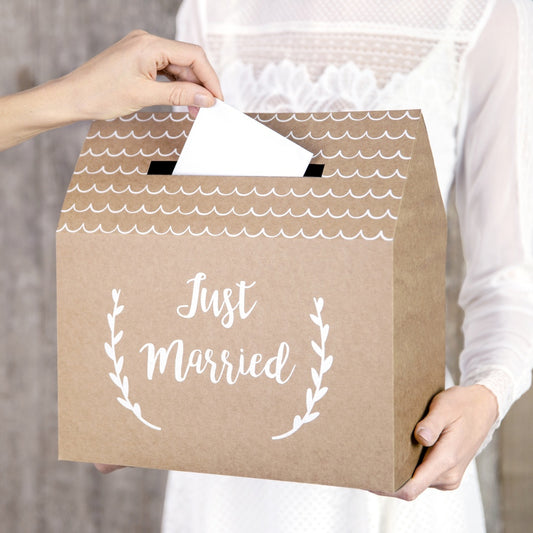 Kraft Just Married Wedding Card Box