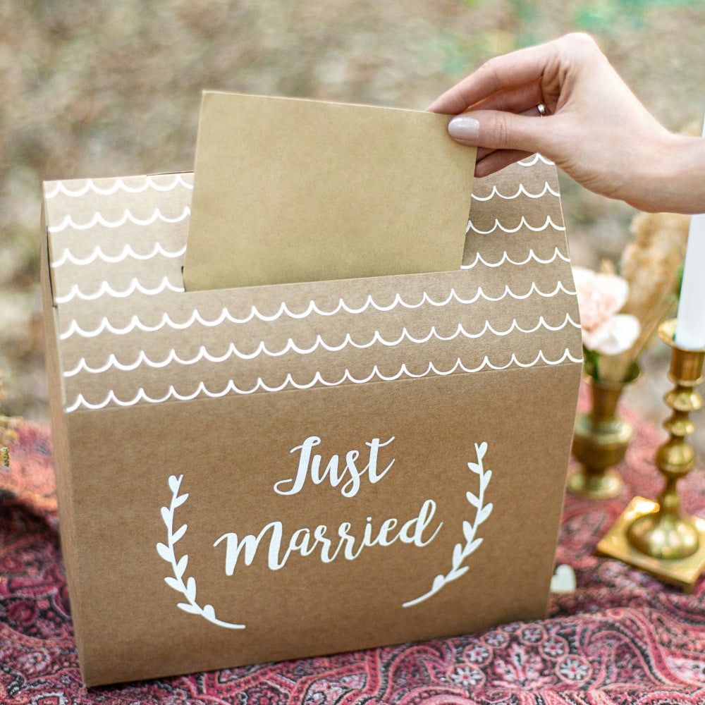 Kraft Just Married Wedding Card Box