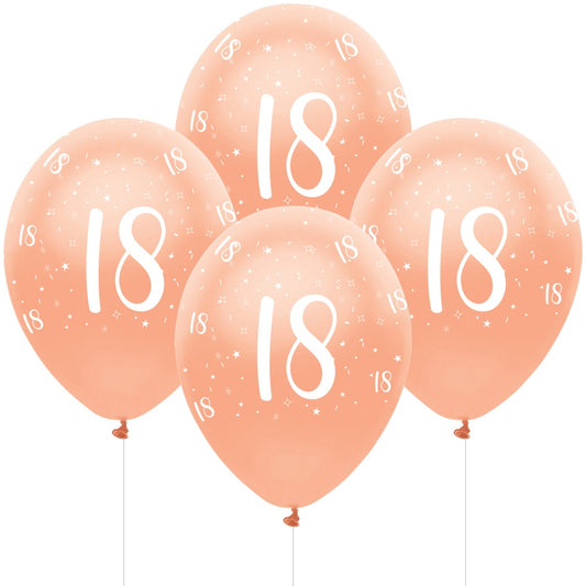 Pearlescent Rose Gold Age 18 Latex Balloons