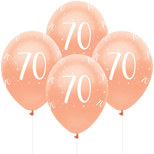 Pearlescent Rose Gold Age 70 Latex Balloons