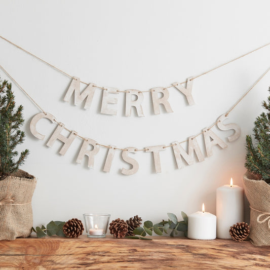 Rustic Wooden Merry Christmas Bunting