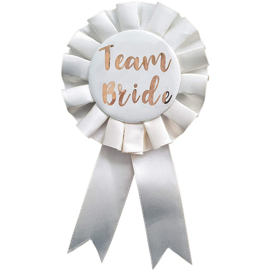 Cream & Rose Gold Team Bride Rosette Badge