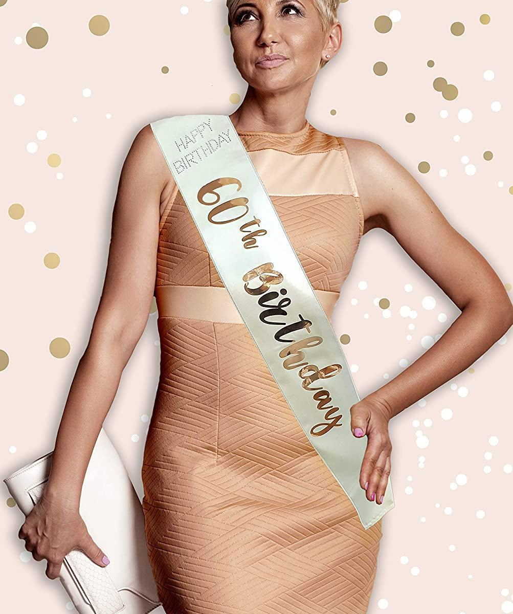 Cream & Gold 60th Birthday Sash