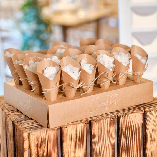 Wedding Confetti Cone Holder with 24 Cones and Confetti