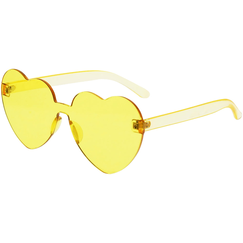 Rimless Heart Sunglasses - Yellow