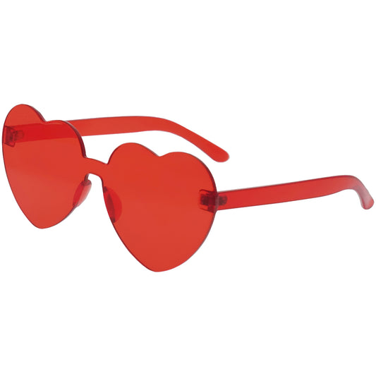 Rimless Heart Sunglasses - Red