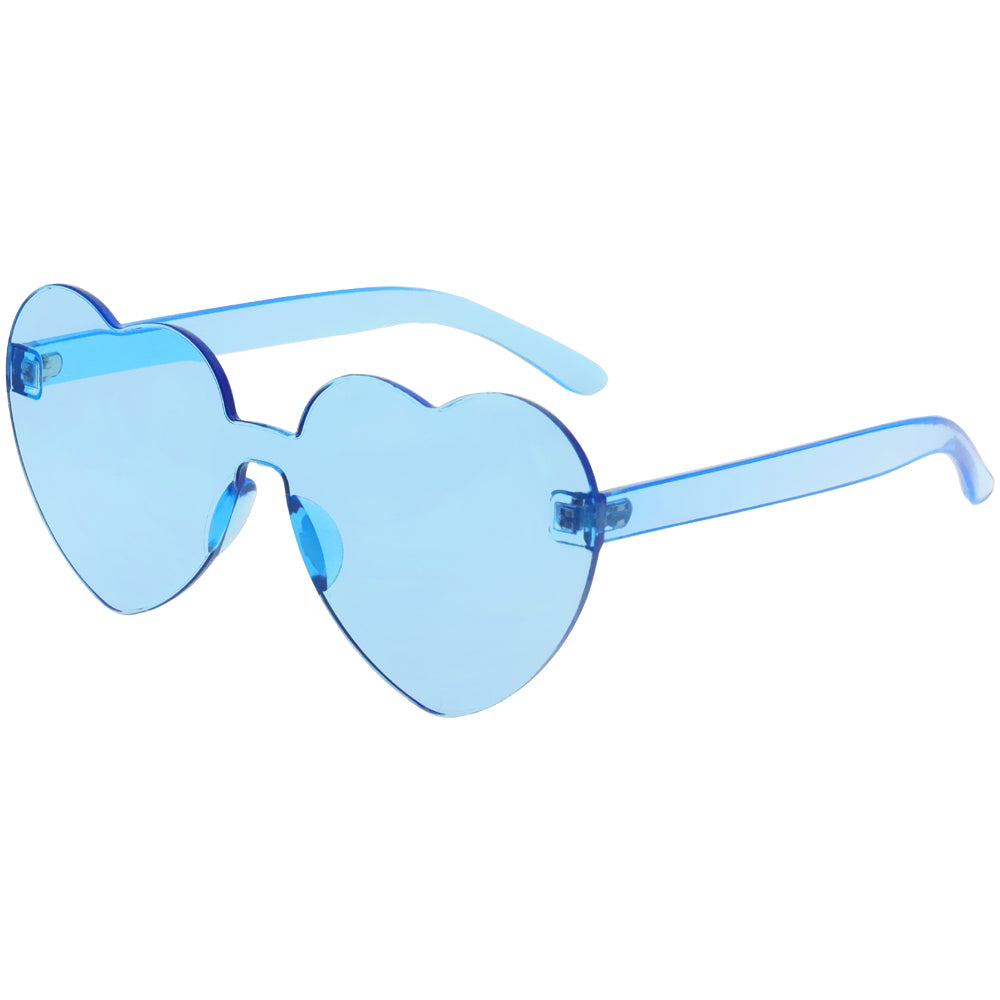 Rimless Heart Sunglasses - Light Blue