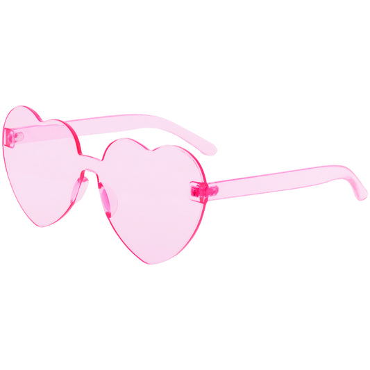 Rimless Heart Sunglasses - Light Pink