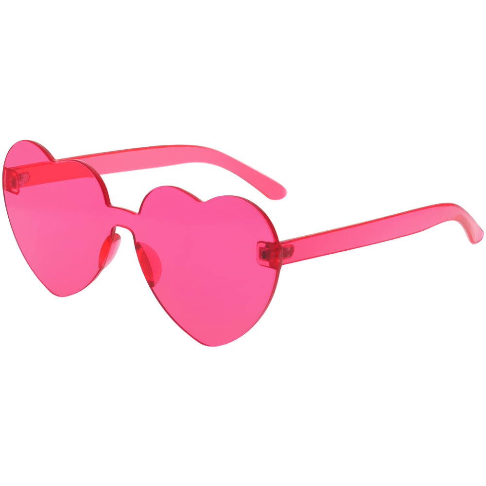 Rimless Heart Sunglasses - Hot Pink