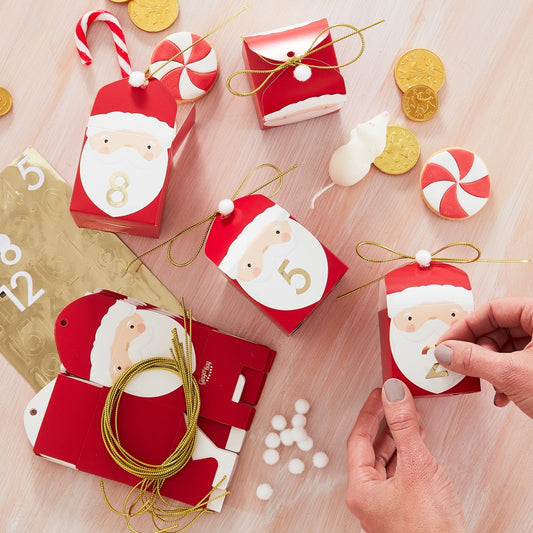 Red Santa Shaped Christmas Advent Calendar Boxes