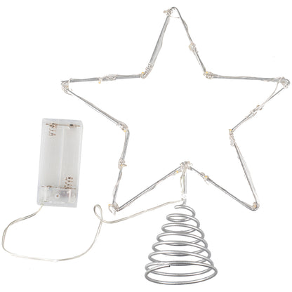 Silver Star Christmas Tree Topper with Lights