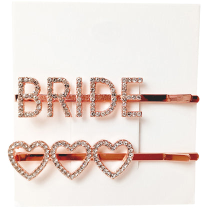 Bride & Hearts 2 Piece Diamate Hair Slide Set