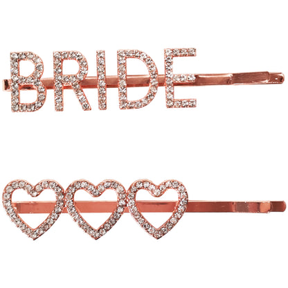 Bride & Hearts 2 Piece Diamate Hair Slide Set
