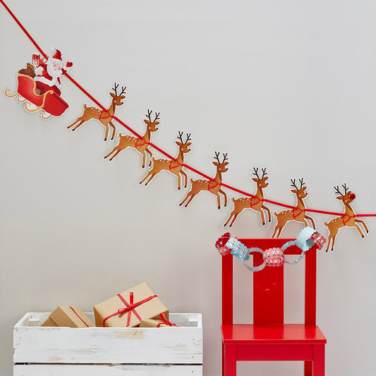 Reindeer & Santa Sleigh Christmas Bunting