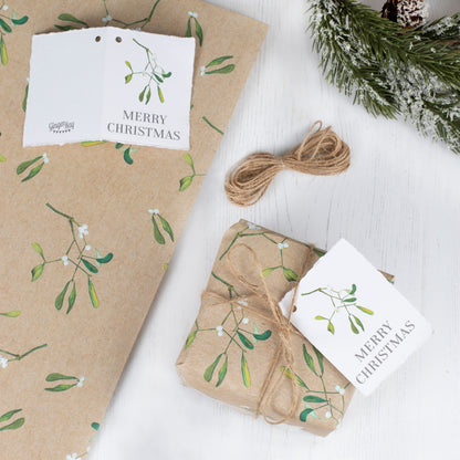 Christmas Wrapping Paper With Twine and Tag