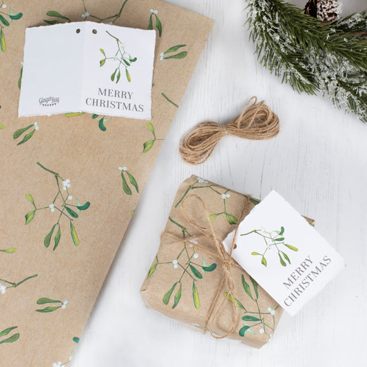Christmas Wrapping Paper With Twine and Tag