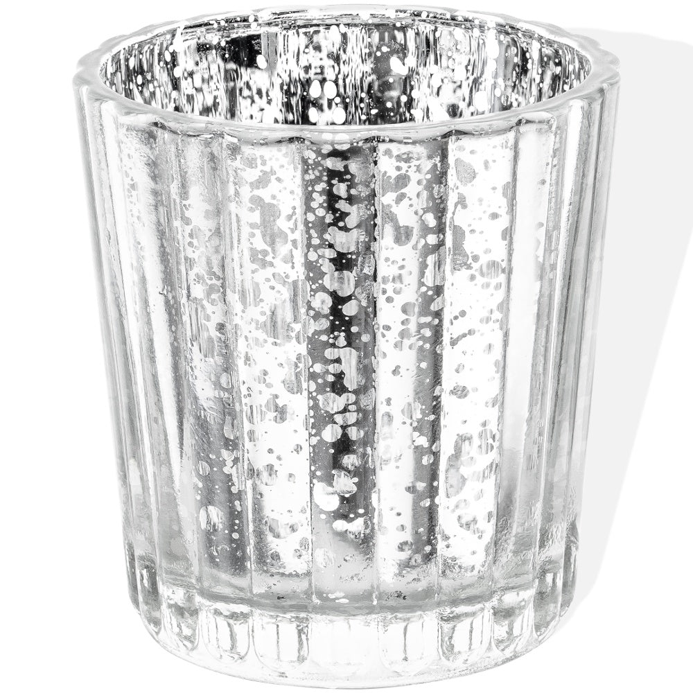 Silver Glass Candle Holder 6cm