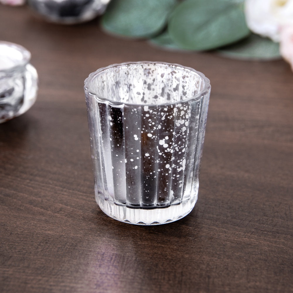 Silver Glass Candle Holder 6cm