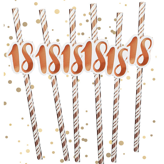 Rose Gold 18th Birthday Straws