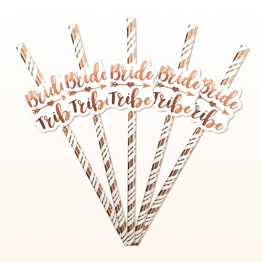 Bride Tribe Rose Gold Straws