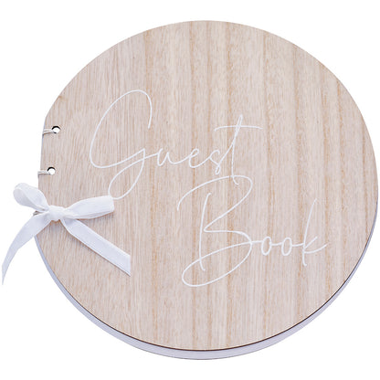 Round Wooden Wedding Guest Book