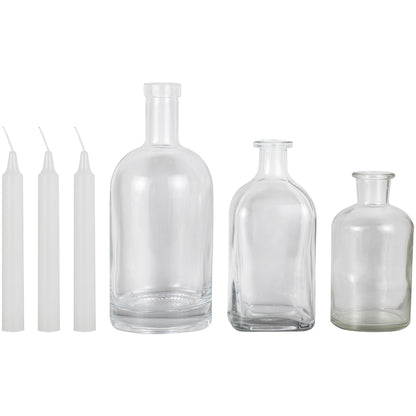 Glass Bottle Candle Holders with Candles