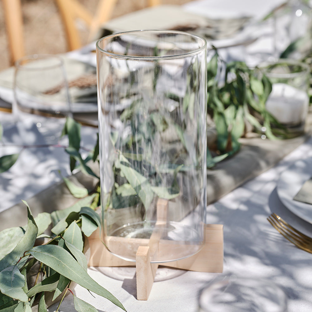 Glass Church Wooden Candle Holder