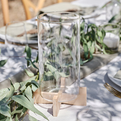 Glass Church Wooden Candle Holder