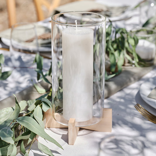 Glass Church Wooden Candle Holder