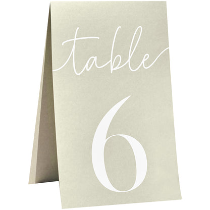 Sage Card 1-12 Wedding Table Numbers