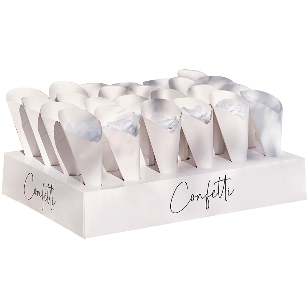 Wedding Confetti Tray with 24 Cones and Confetti