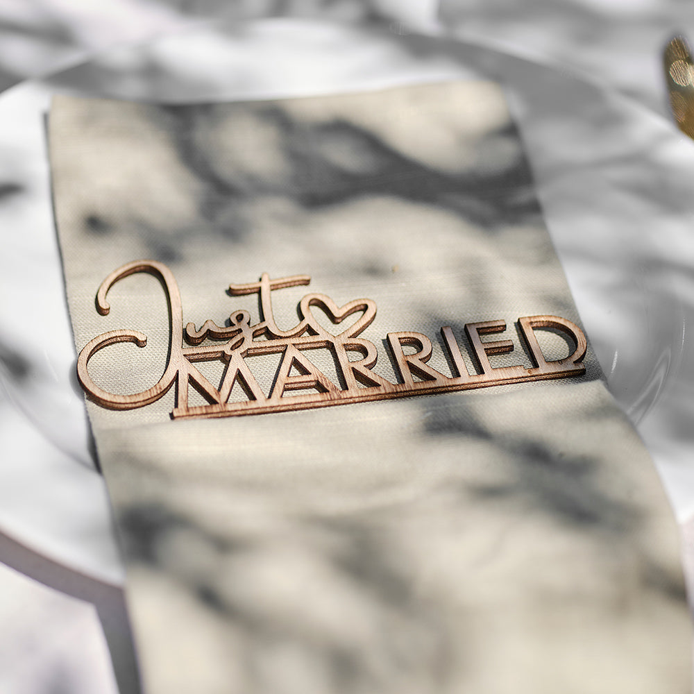 Wooden Just Married Place Setting