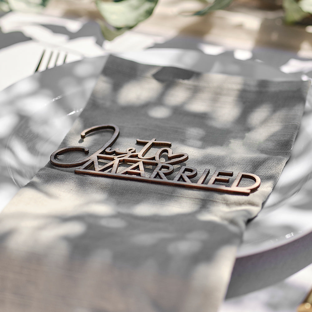 Wooden Just Married Place Setting