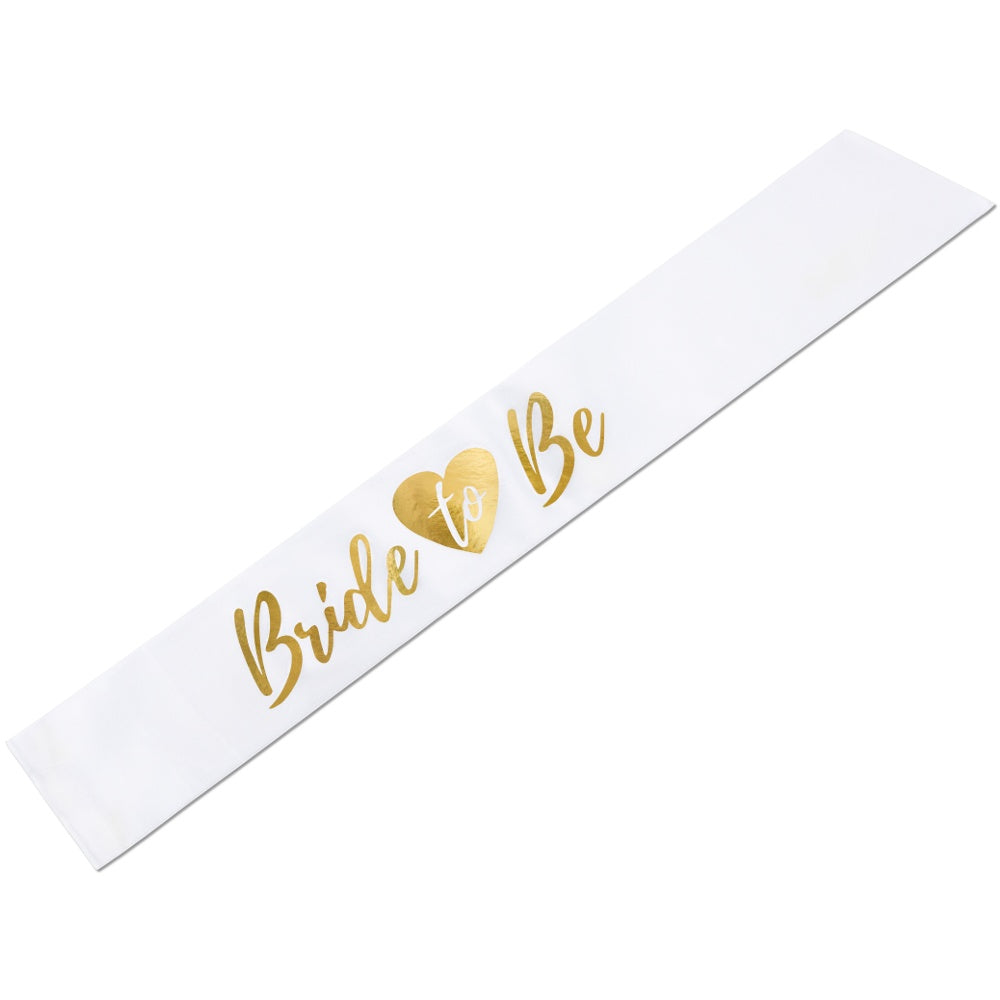 White & Gold Bride to Be Satin Sash
