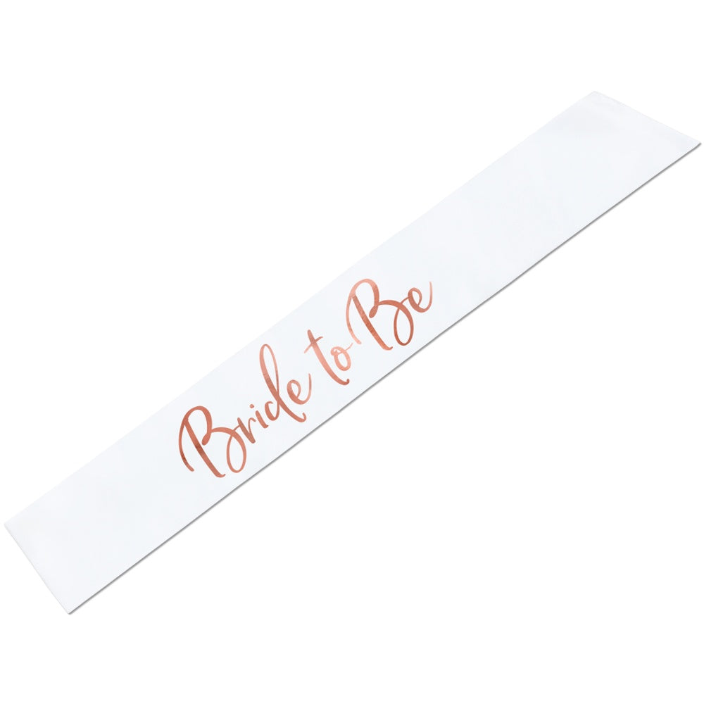 White & Rose Gold Bride to be Sash