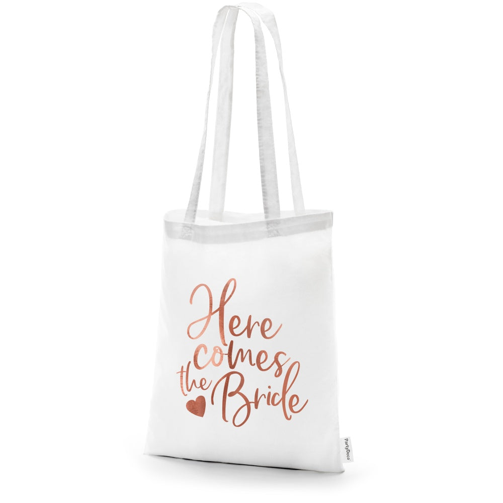 Rose Gold Here Comes the Bride Tote bag