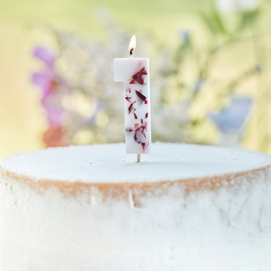 Pressed Petal Number 1 Birthday Cake Candle