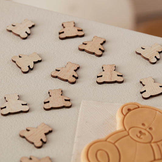 Wooden Teddy Bear Baby Shower Confetti