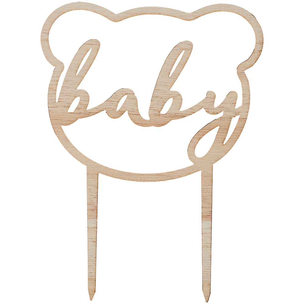 Wooden Teddy Bear Baby Shower Cake Topper