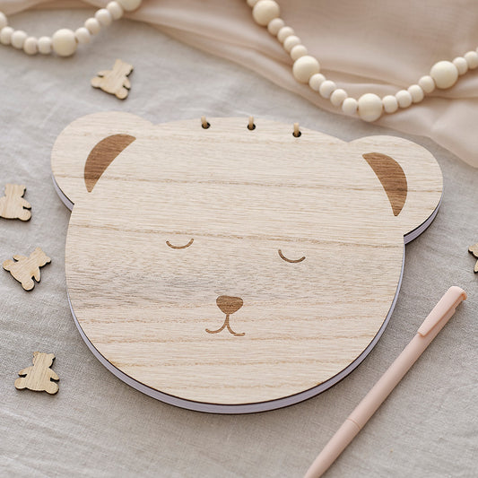 Wooden Teddy Baby Shower Guest Book