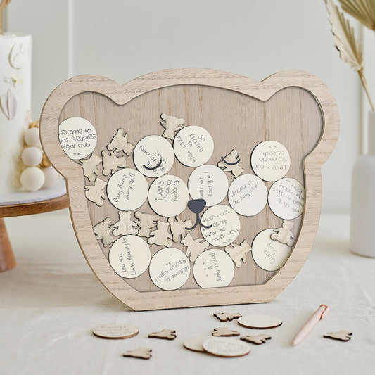 Wooden Teddy Baby Shower Guest Book Alternative