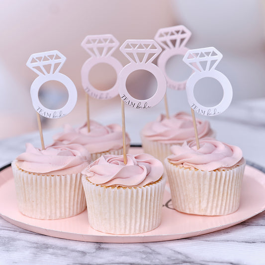 Team Bride Hen Party Ring Cupcake Toppers