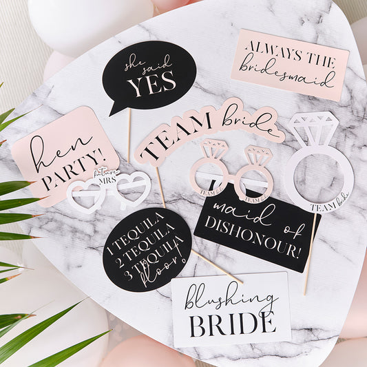 Pink, Black and White Hen Party Photo Booth Props